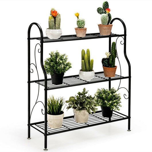  - 3 - Tier Scrollwork Designed Metal Plant Stand - Outdoor Style Company