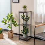  - 3 - Tier Tall Metal Plant Stand Corner Plant Holder with Anti - tipping Device - Black & Gray - Outdoor Style Company