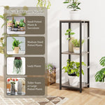  - 3 - Tier Tall Metal Plant Stand Corner Plant Holder with Anti - tipping Device - Black & Gray - Outdoor Style Company