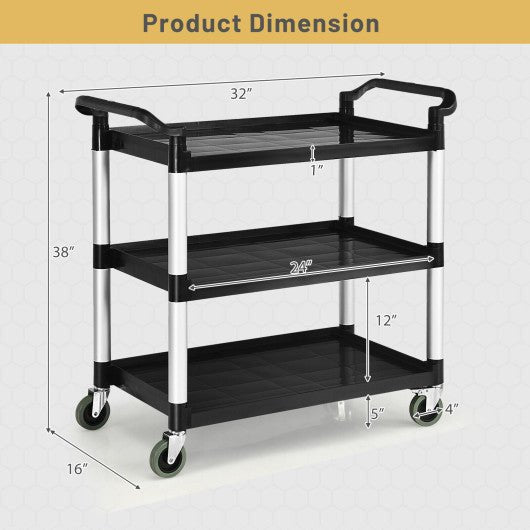  - 3 - Tier Utility Service Cart with Lockable Wheels and Double Handles - Outdoor Style Company