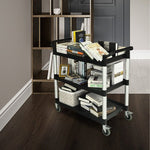  - 3 - Tier Utility Service Cart with Lockable Wheels and Double Handles - Outdoor Style Company