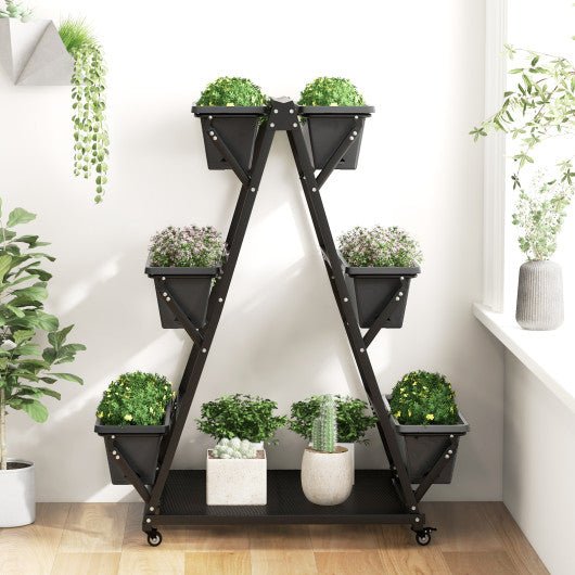  - 3 - Tier Vertical Raised Garden Bed with 4 Wheels and 6 Container Boxes - Outdoor Style Company