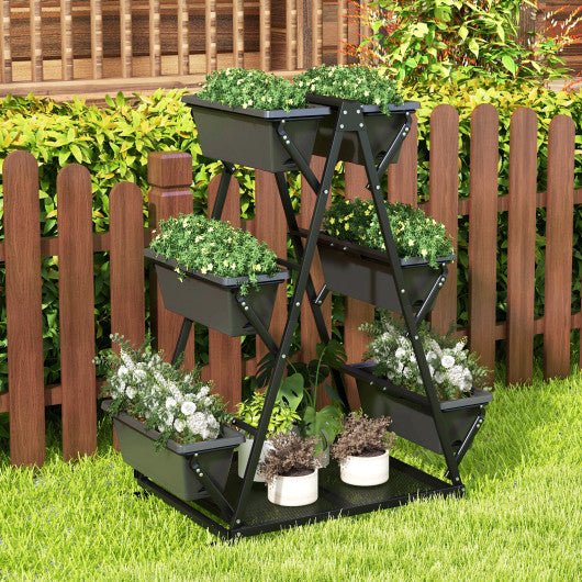  - 3 - Tier Vertical Raised Garden Bed with 4 Wheels and 6 Container Boxes - Outdoor Style Company