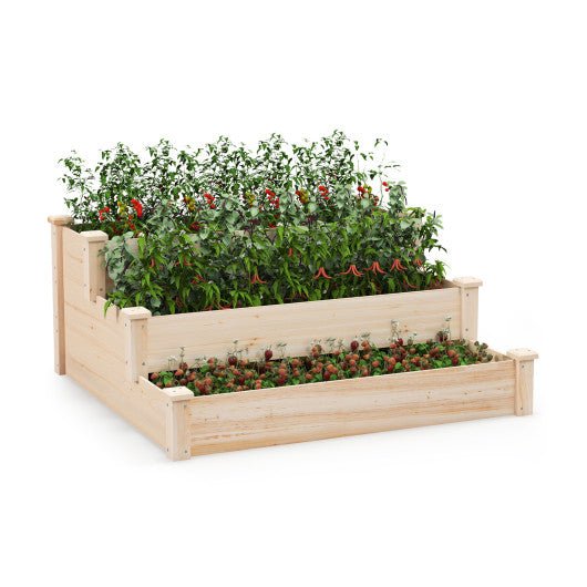  - 3 - Tier Wooden Raised Garden Bed for Backyard Patio Gardening - Outdoor Style Company