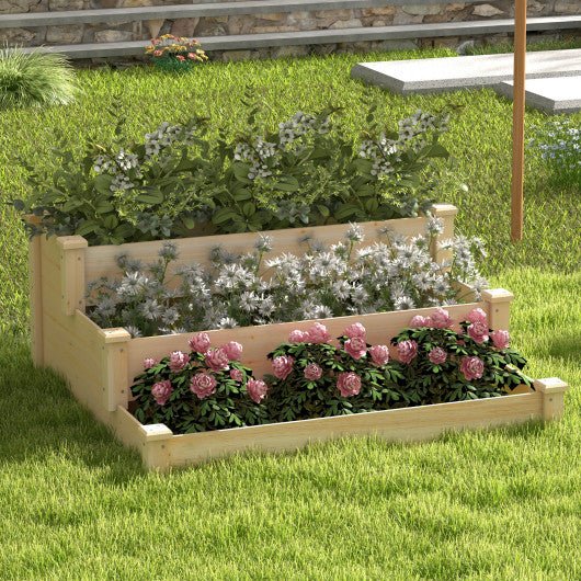  - 3 - Tier Wooden Raised Garden Bed for Backyard Patio Gardening - Outdoor Style Company