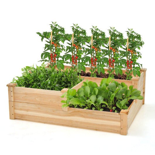  - 3 - Tier Wooden Raised Garden Bed with Open - Ended Base - Outdoor Style Company