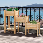  - 3 - Tier Wooden Raised Garden Bed with Open Storage Shelf - Outdoor Style Company