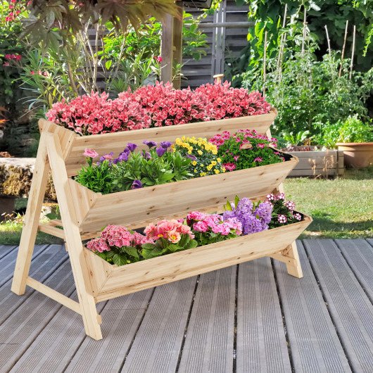  - 3 Tier Wooden Vertical Raised Garden Bed with Storage Shelf - Outdoor Style Company