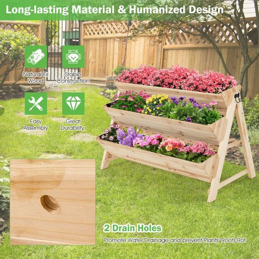  - 3 Tier Wooden Vertical Raised Garden Bed with Storage Shelf - Outdoor Style Company