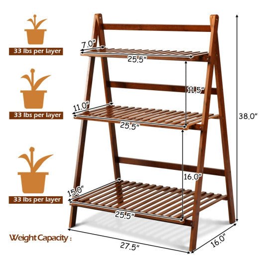  - 3 Tiers Outdoor Stand Bamboo Flower Pot Shelf - Outdoor Style Company