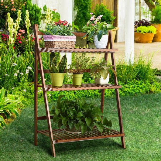  - 3 Tiers Outdoor Stand Bamboo Flower Pot Shelf - Outdoor Style Company