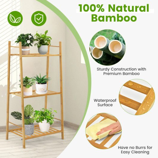  - 3 Tiers Vertical Bamboo Plant Stand - Outdoor Style Company