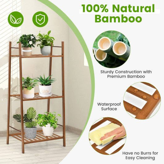  - 3 Tiers Vertical Bamboo Plant Stand - Outdoor Style Company