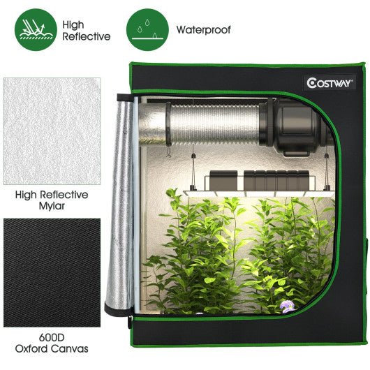  - 30 × 18 × 36 Inch Mylar Hydroponic Grow Tent with Observation Window and Floor Tray - Outdoor Style Company