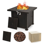  - 30 Inch 50000 BTU Square Propane Gas Fire Pit Table with Table Cover - Outdoor Style Company