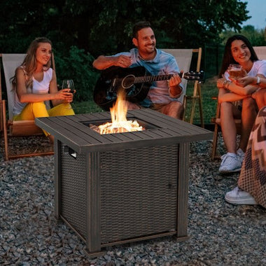  - 30 Inch 50000 BTU Square Propane Gas Fire Pit Table with Table Cover - Outdoor Style Company