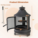  - 30 Inch Outdoor Fire Pit Chiminea with Grill for Garden BBQ - Outdoor Style Company