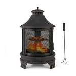  - 30 Inch Outdoor Fire Pit Chiminea with Grill for Garden BBQ - Outdoor Style Company