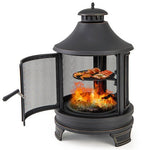  - 30 Inch Outdoor Fire Pit Chiminea with Grill for Garden BBQ - Outdoor Style Company