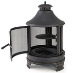  - 30 Inch Outdoor Fire Pit Chiminea with Grill for Garden BBQ - Outdoor Style Company