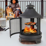  - 30 Inch Outdoor Fire Pit Chiminea with Grill for Garden BBQ - Outdoor Style Company