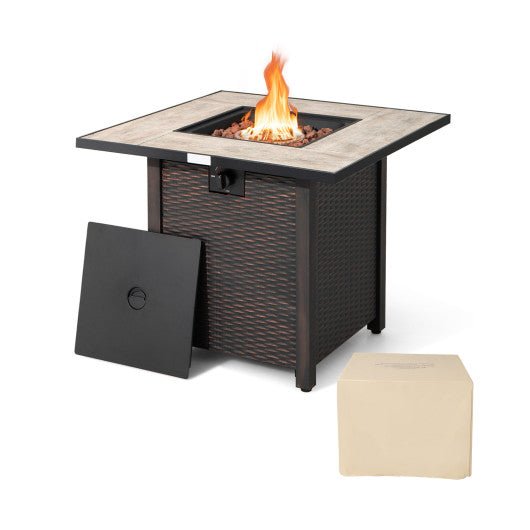  - 30 Inch Square Propane Gas Fire Pit Table Ceramic Tabletop - Outdoor Style Company