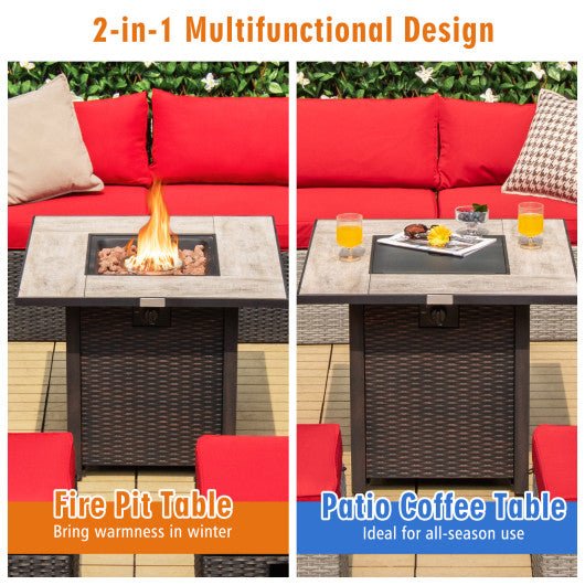  - 30 Inch Square Propane Gas Fire Pit Table Ceramic Tabletop - Outdoor Style Company