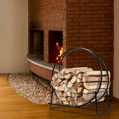  - 30 - Inch Tubular Steel Log Hoop Firewood Storage Rack - Outdoor Style Company