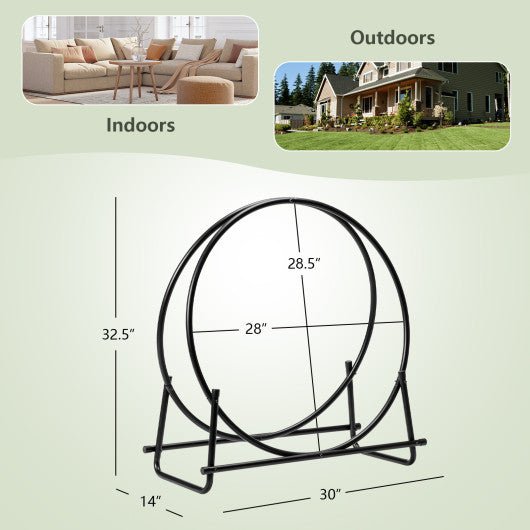  - 30 - Inch Tubular Steel Log Hoop Firewood Storage Rack - Outdoor Style Company