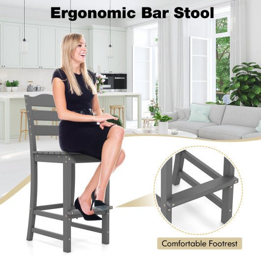  - 30 Inches Counter Height HDPE Bar Stool with Backrest and Footrest - Outdoor Style Company