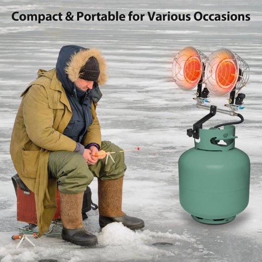  - 30000 BTU Dual Head Tank Top Outdoor Heater with 2 Burners - Outdoor Style Company