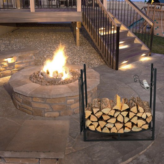  - 30/36 Inch Fireplace Log Holder with Kindling Holders and Shovel - Outdoor Style Company