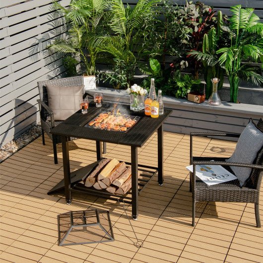  - 31 Inch Outdoor Fire Pit Dining Table with Cooking BBQ Grate - Outdoor Style Company