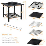  - 31 Inch Outdoor Fire Pit Dining Table with Cooking BBQ Grate - Outdoor Style Company