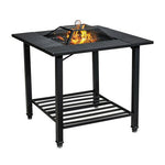  - 31 Inch Outdoor Fire Pit Dining Table with Cooking BBQ Grate - Outdoor Style Company