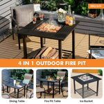  - 31 Inch Outdoor Fire Pit Dining Table with Cooking BBQ Grate - Outdoor Style Company