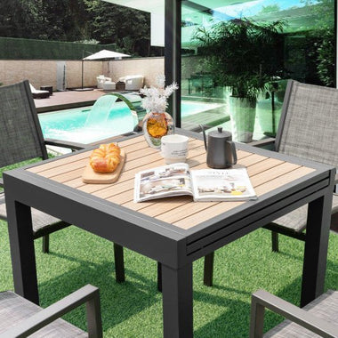  - 31.5 - 63 Inches Extendable Patio Table for 4 - 6 People - Natural - Outdoor Style Company