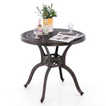  - 31.5 Inch Cast Aluminum Table Patio Round Dining Table with Umbrella Hole - Outdoor Style Company