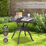  - 31.5 Inch Cast Aluminum Table Patio Round Dining Table with Umbrella Hole - Outdoor Style Company