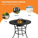  - 31.5 Inch Patio Fire Pit Dining Table With Cooking BBQ Grate - Outdoor Style Company