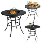  - 31.5 Inch Patio Fire Pit Dining Table With Cooking BBQ Grate - Outdoor Style Company