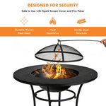  - 31.5 Inch Patio Fire Pit Dining Table With Cooking BBQ Grate - Outdoor Style Company