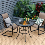  - 31.5 Inch Patio Fire Pit Dining Table With Cooking BBQ Grate - Outdoor Style Company