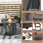  - 32 Inch 30000BTU Fire Pit Table with Fire Glasses and PVC Cover - Outdoor Style Company