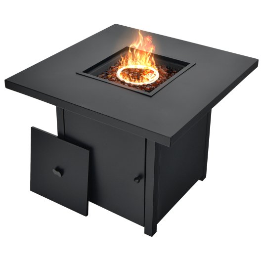  - 32 Inch 40000 BTU Propane Fire Pit Table with Lid and Fire Glass - Outdoor Style Company