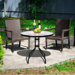  - 32 Inch Outdoor Patio Round Tempered Glass Top Table with Umbrella Hole - Outdoor Style Company