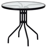  - 32 Inch Outdoor Patio Round Tempered Glass Top Table with Umbrella Hole - Outdoor Style Company