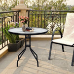  - 32 Inch Outdoor Patio Round Tempered Glass Top Table with Umbrella Hole - Outdoor Style Company