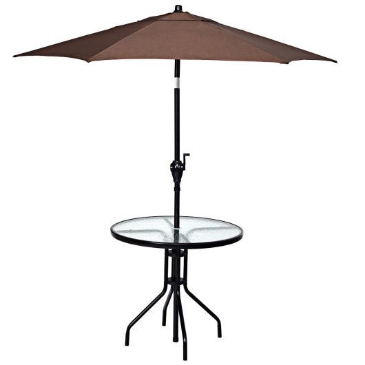  - 32 Inch Outdoor Patio Round Tempered Glass Top Table with Umbrella Hole - Outdoor Style Company