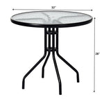  - 32 Inch Outdoor Patio Round Tempered Glass Top Table with Umbrella Hole - Outdoor Style Company